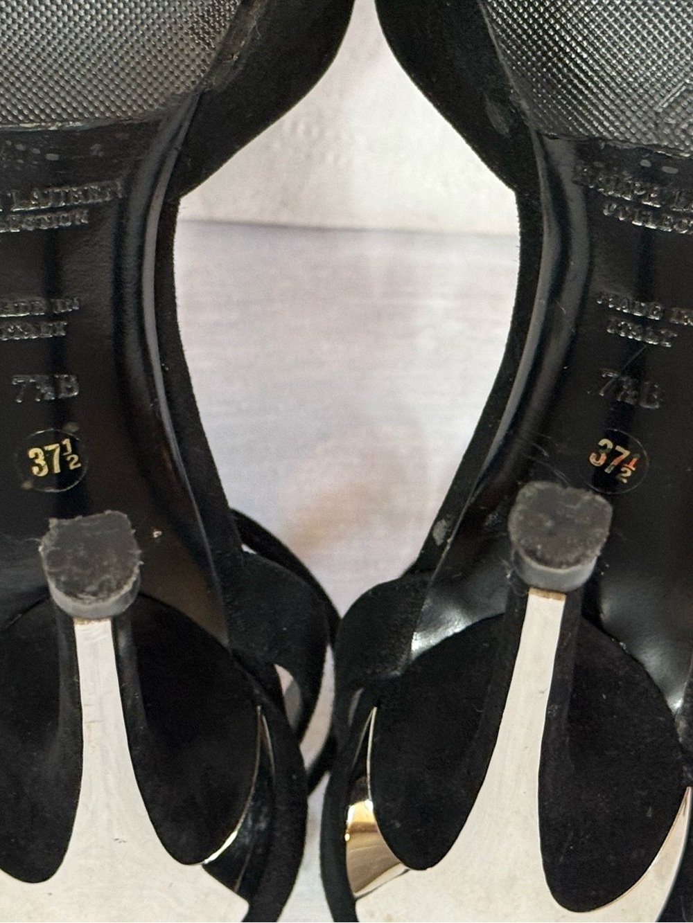Ralph Lauren Purple Label Black Suede Ankle Strap Heels 37.5 - Picture 5 of 6